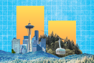 caption: Collage of Seattle and Portland. Photos courtesy of Canva.