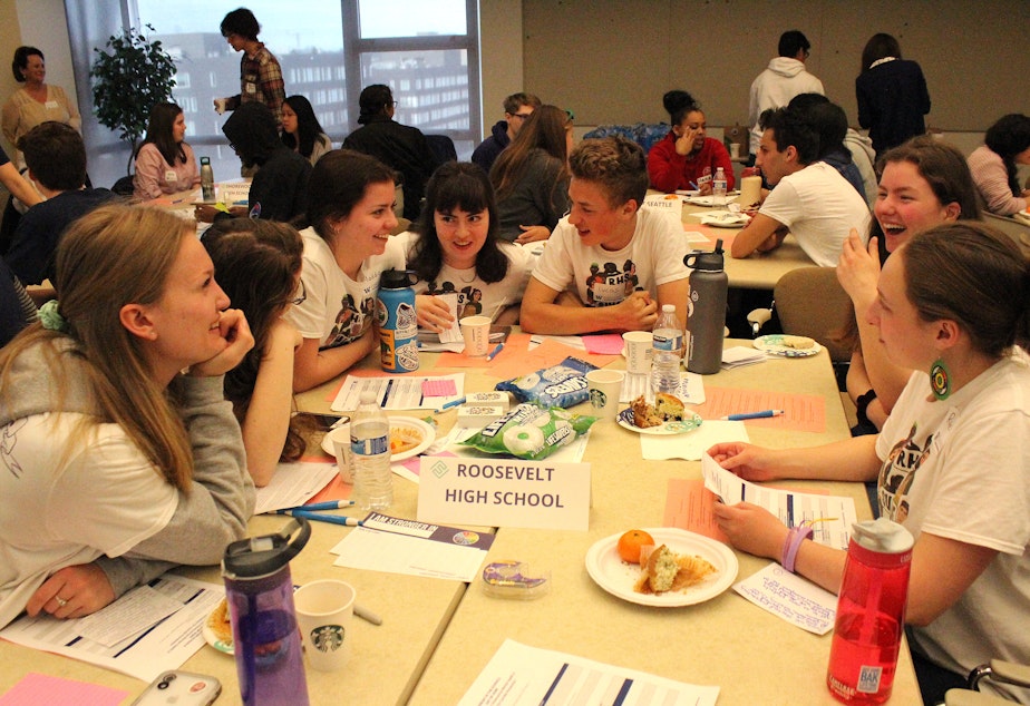 caption: Students from Roosevelt High School in Seattle attend Forefront in the Schools' annual Day of Hope