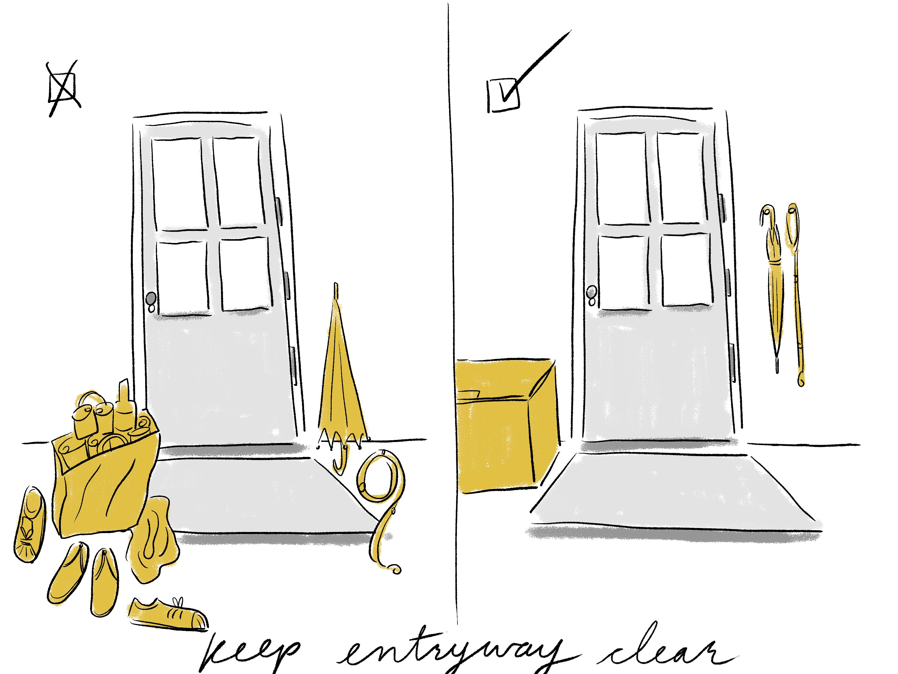 caption: In feng shui, the doorway is a gateway for life energy, or chi. And you can do a lot to affect how energy flows through it, says Cliff Tan, an architect and feng shui enthusiast with nearly 3 million followers on <a href="https://www.tiktok.com/@dearmodern?lang=en">TikTok</a>. One way is to make sure the doorway is as unobstructed as possible.