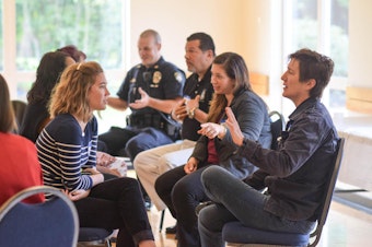 caption: KUOW's Ask A Cop event at the Tukwila Community Center
