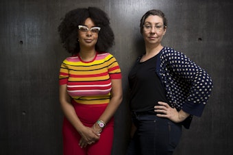 caption: Eula Scott Bynoe and Jeannie Yandel are co-hosts of Battle Tactics For Your Sexist Workplace, a new podcast from KUOW Public Radio in Seattle.