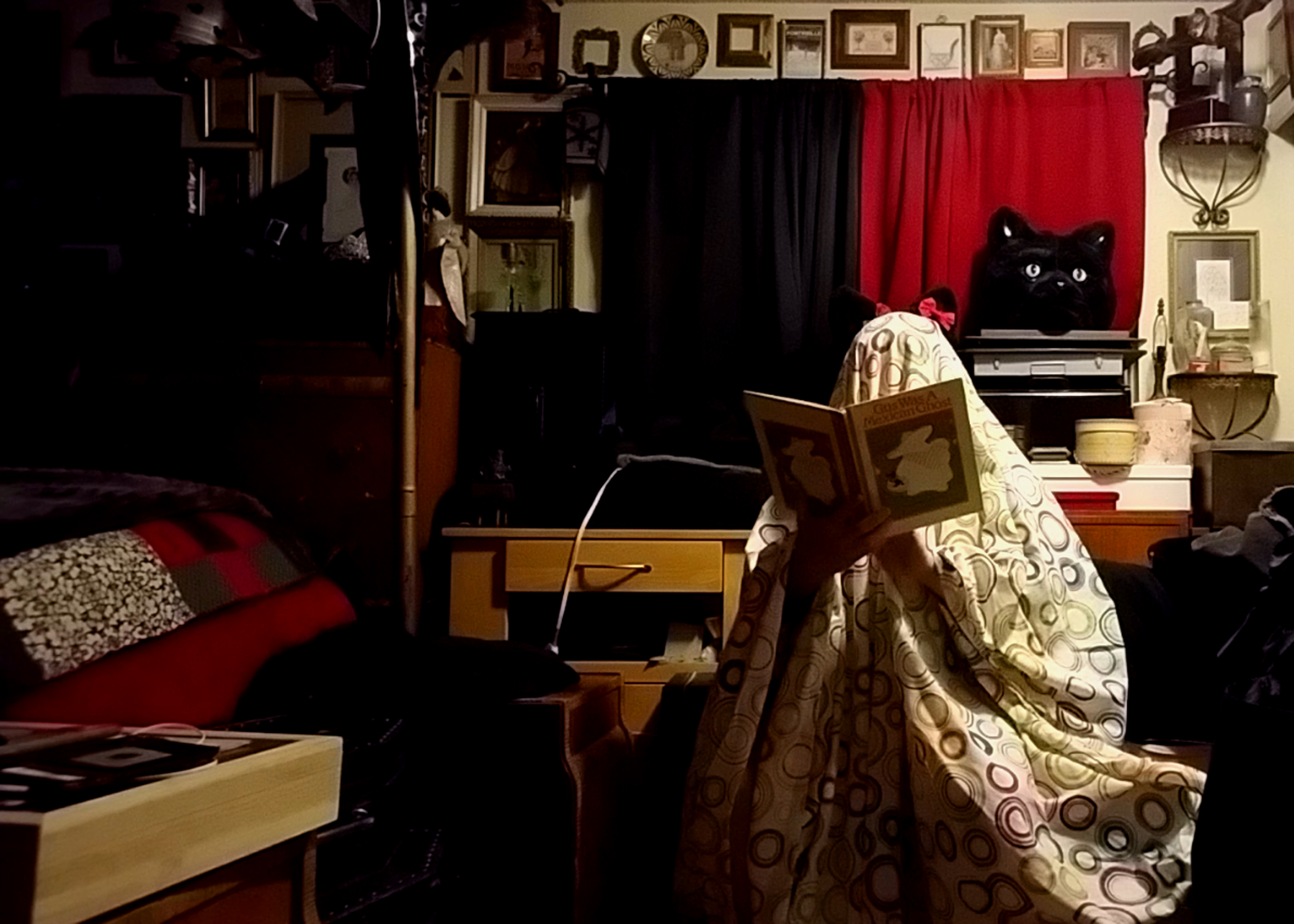 caption: Xavuer Lopez Jr. performs from the foot of his Seattle bed