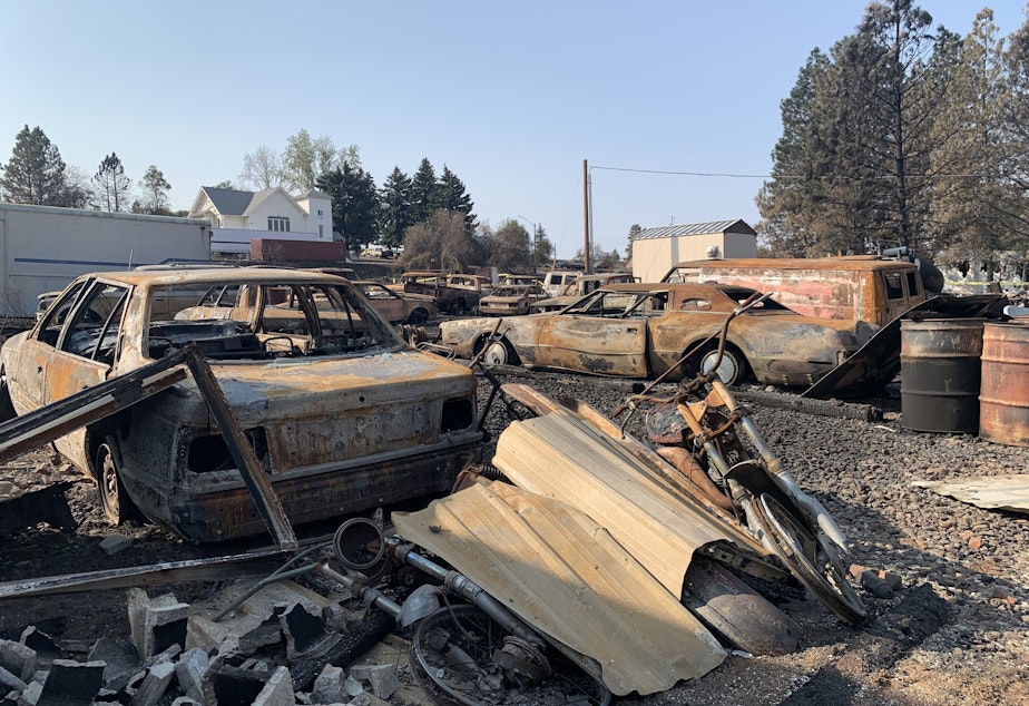 caption: Most of the buildings and homes in Malden, Wash. were destroyed in the Labor Day wildfire.
