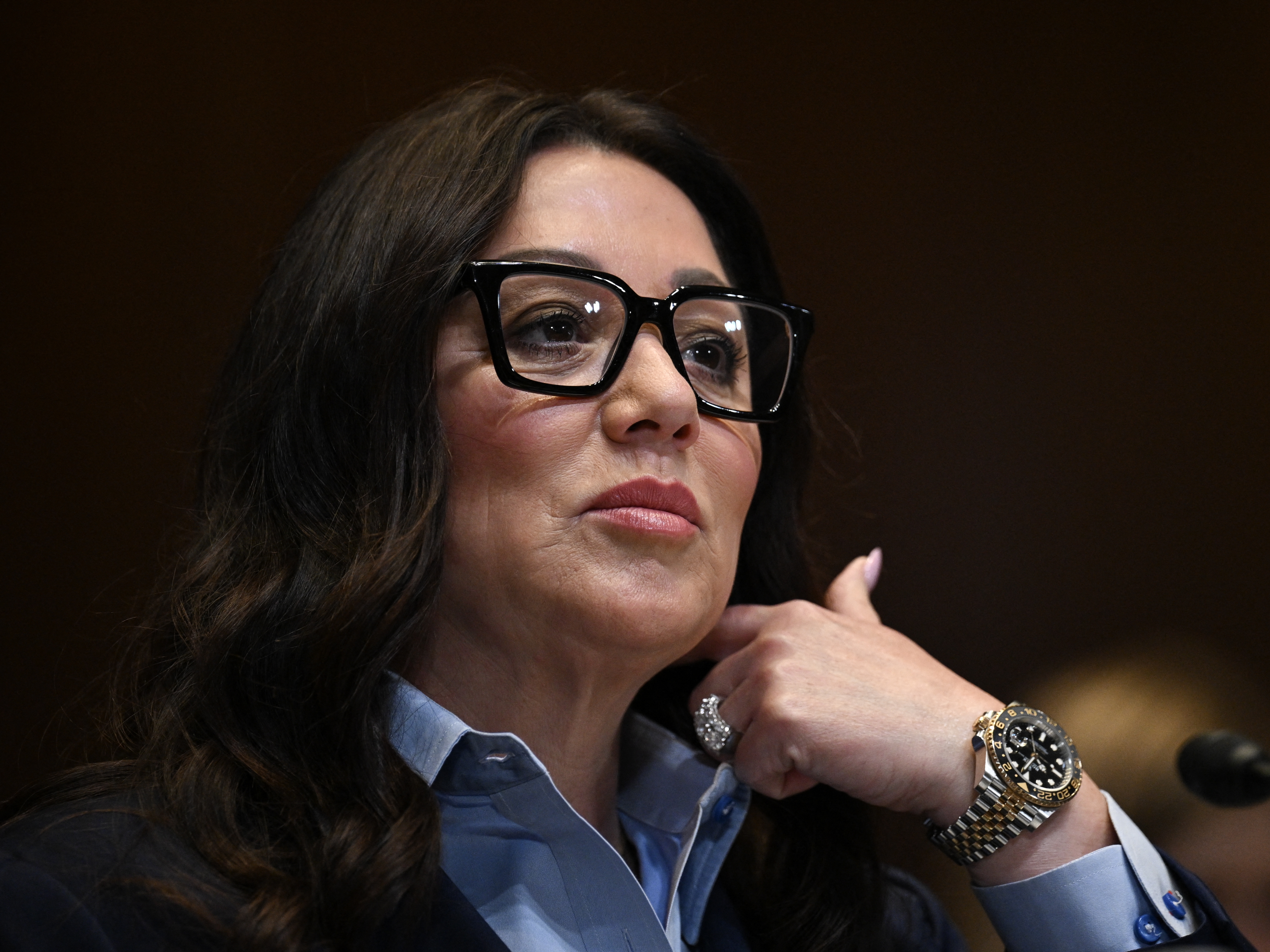 caption: Secretary of Labor Lori Chavez-DeRemer looks on during a Congressional hearing on Capitol Hill in Washington, D.C., on May 22, 2025.