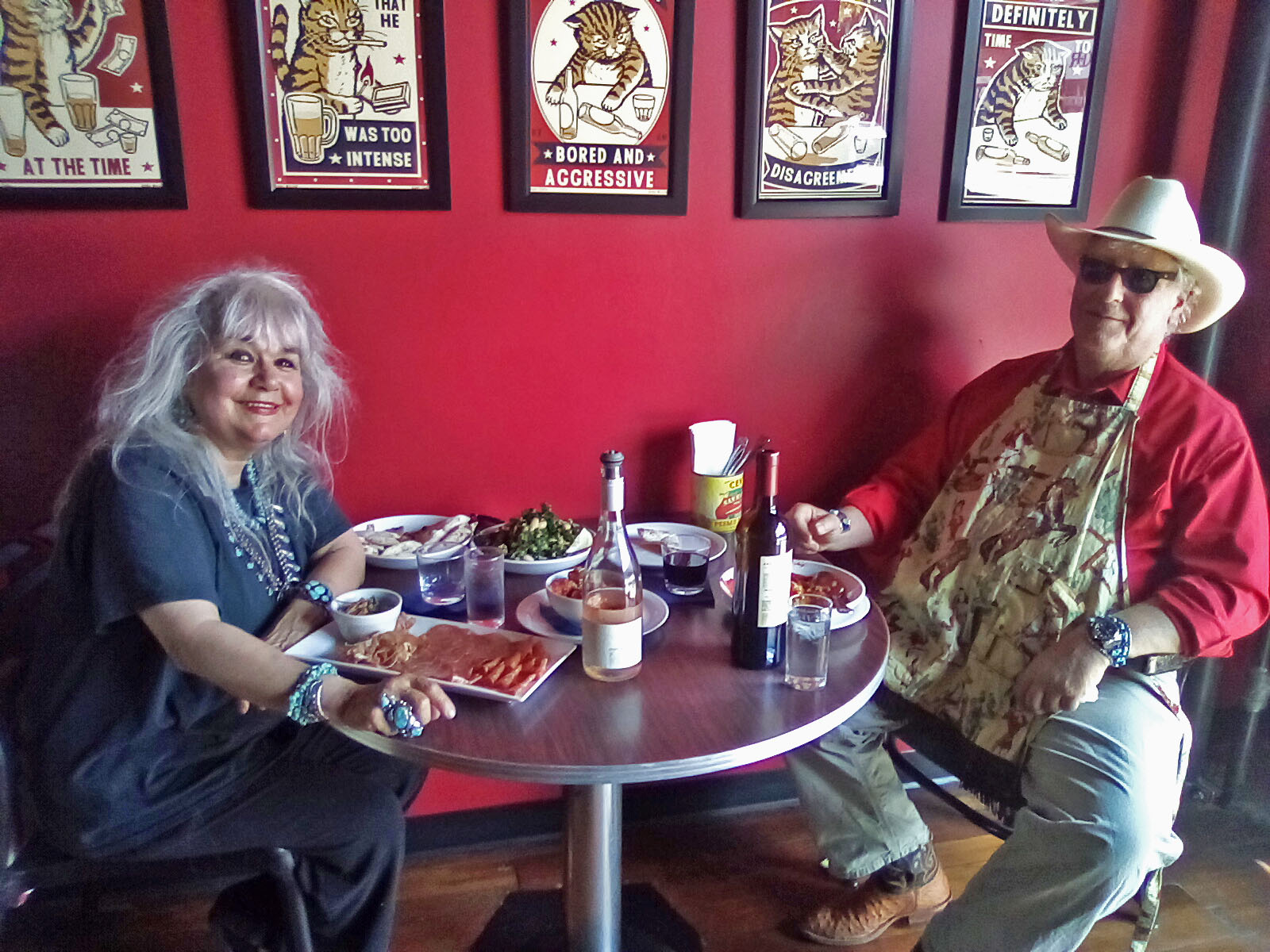 caption: Markeeta Little Wolf and her husband Mike Hubbard come to American 35 every Saturday. Mike Hubbard has a pizza named after him, called Mr. Hubbard's Saturday.