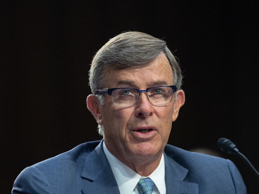 caption: Acting Director of National Intelligence Joseph Maguire, pictured in July 2018, is testifying before the House and Senate intelligence committees on Thursday.