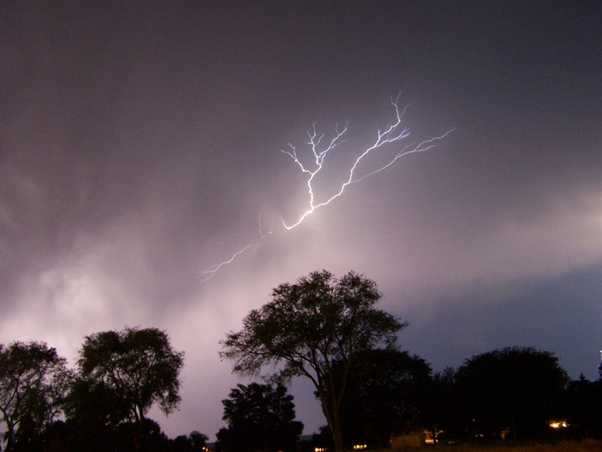 caption: Lightning over Lakeview, Washington.