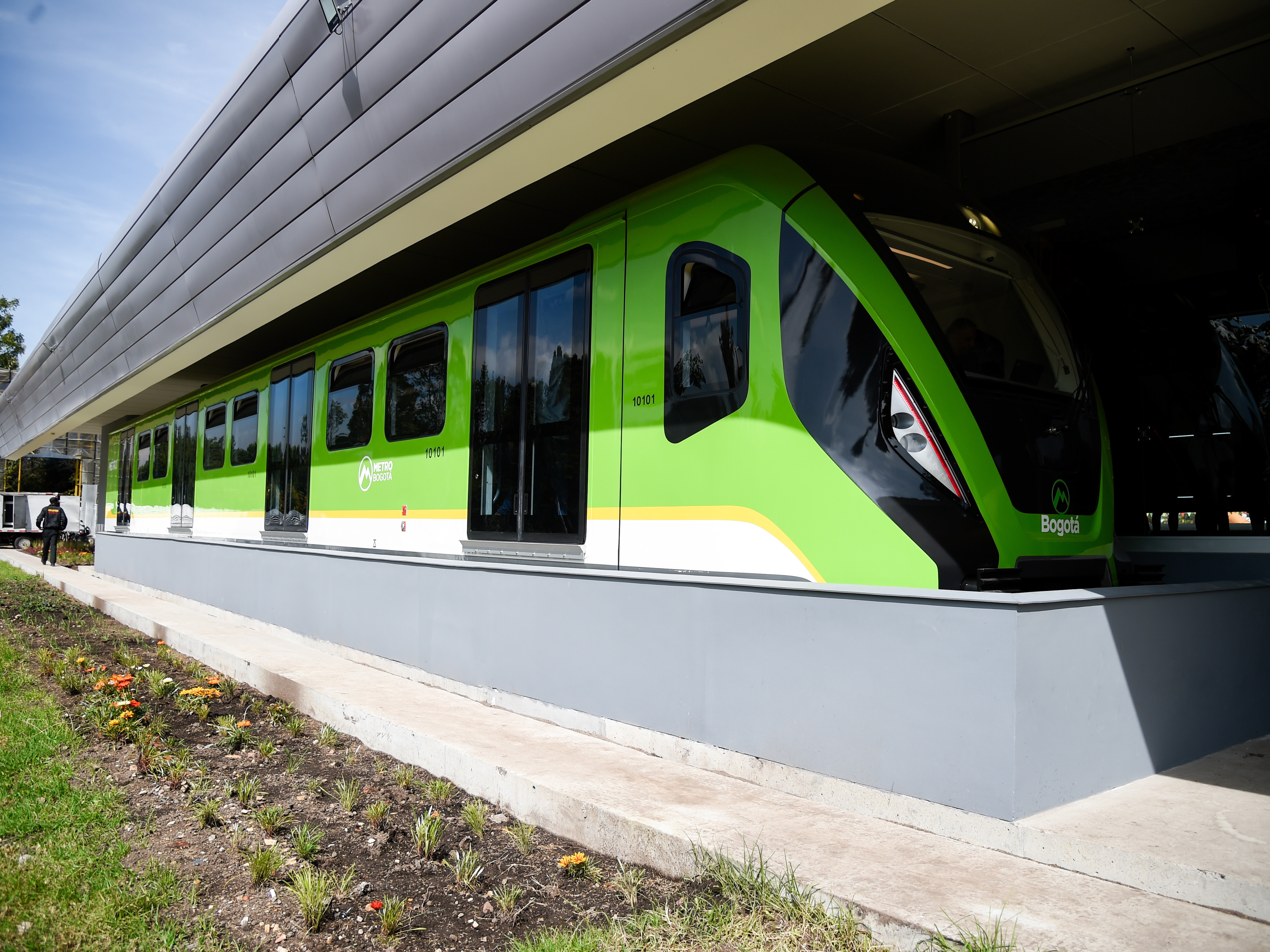 caption: A view of the metro car during the inauguration event of Bogota's future metro system as a school of culture for public transport, on Aug. 10.