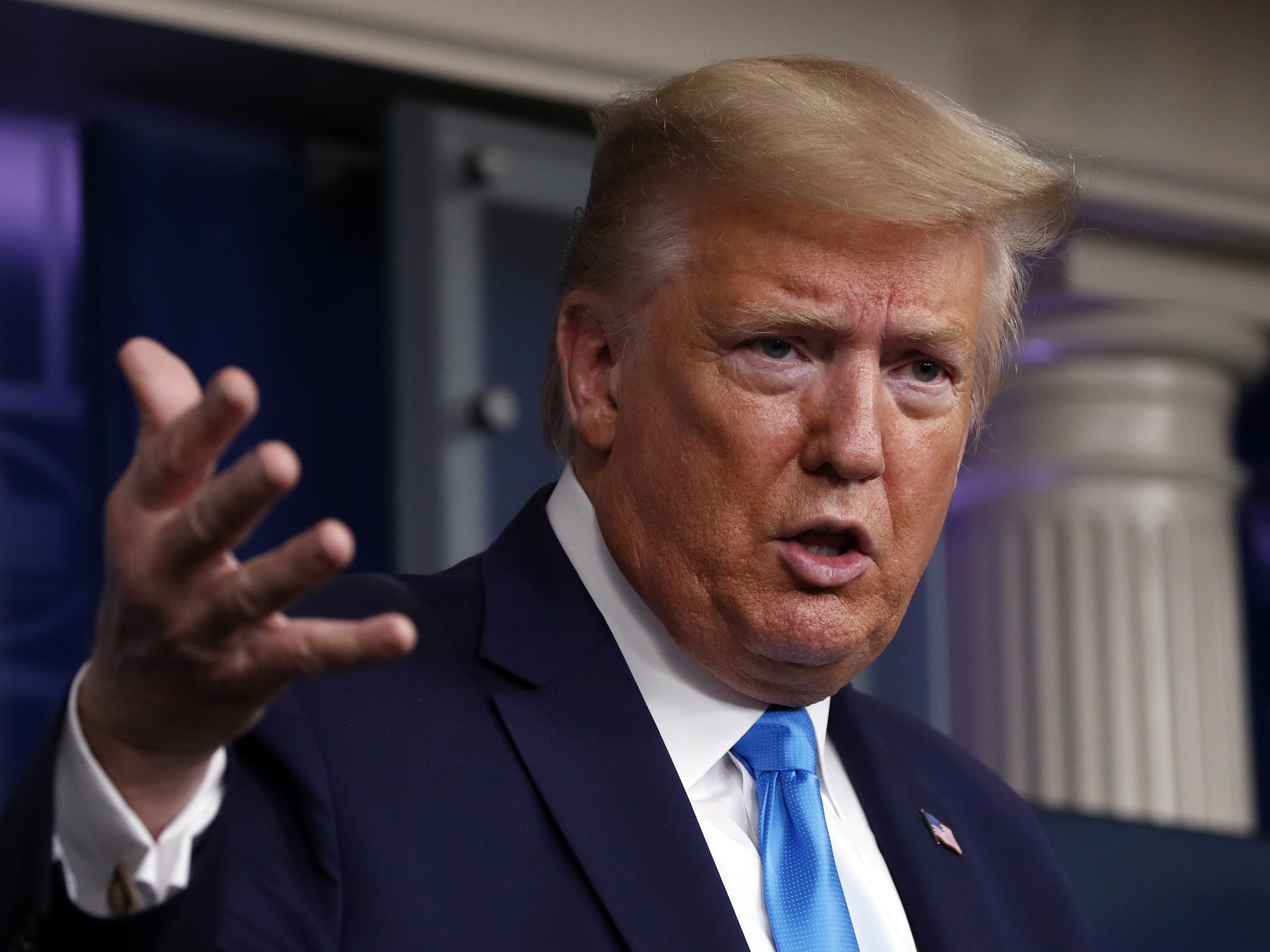 caption: In a White House press briefing on Tuesday, President Trump criticized the World Health Organization's coronavirus response and threatened to cut its funding.