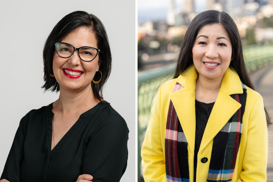 caption: Tammy Morales (left) and Tanya Woo (right), 2023 candidates for Seattle City Council in District 2. 
