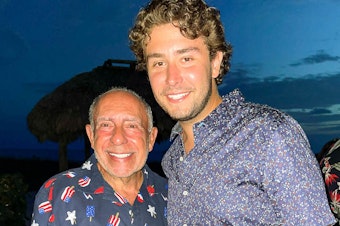 caption: Max García and his grandfather, Mario, in early July.