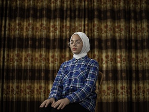 caption: Teenager Sama Ahel was taught deep breathing to cope following the Gaza-Israel conflict in May.