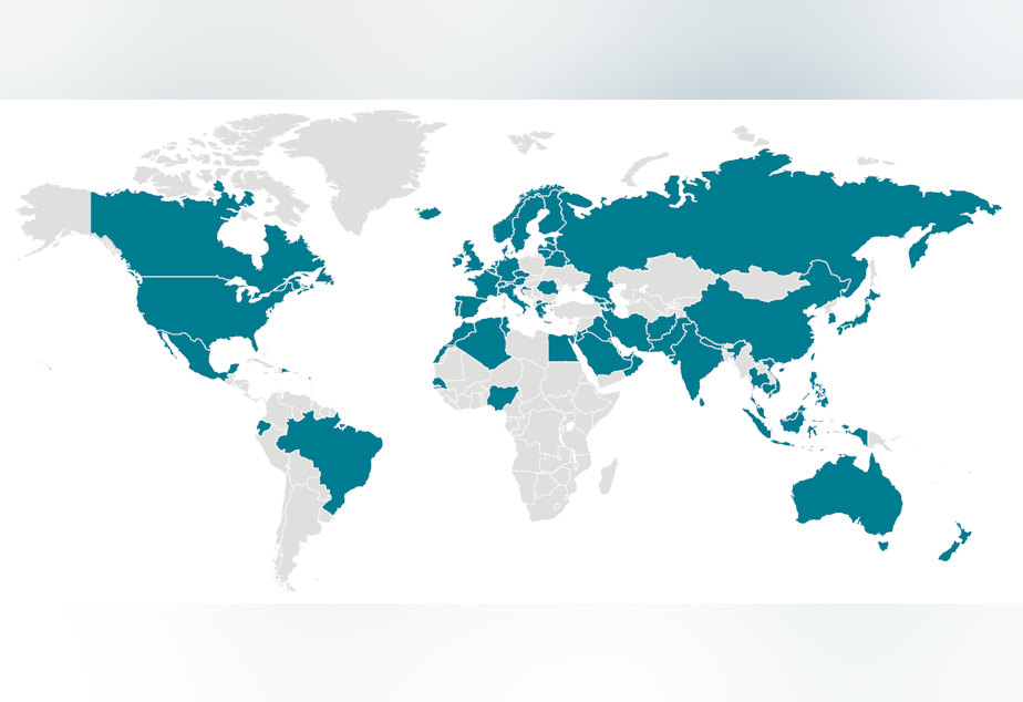 caption: The latest coronavirus outbreak map from the Centers for Disease Control and Prevention, March 3, 2020.