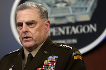 caption: Mark Milley, the retiring chairman of the Joint Chiefs of Staff.