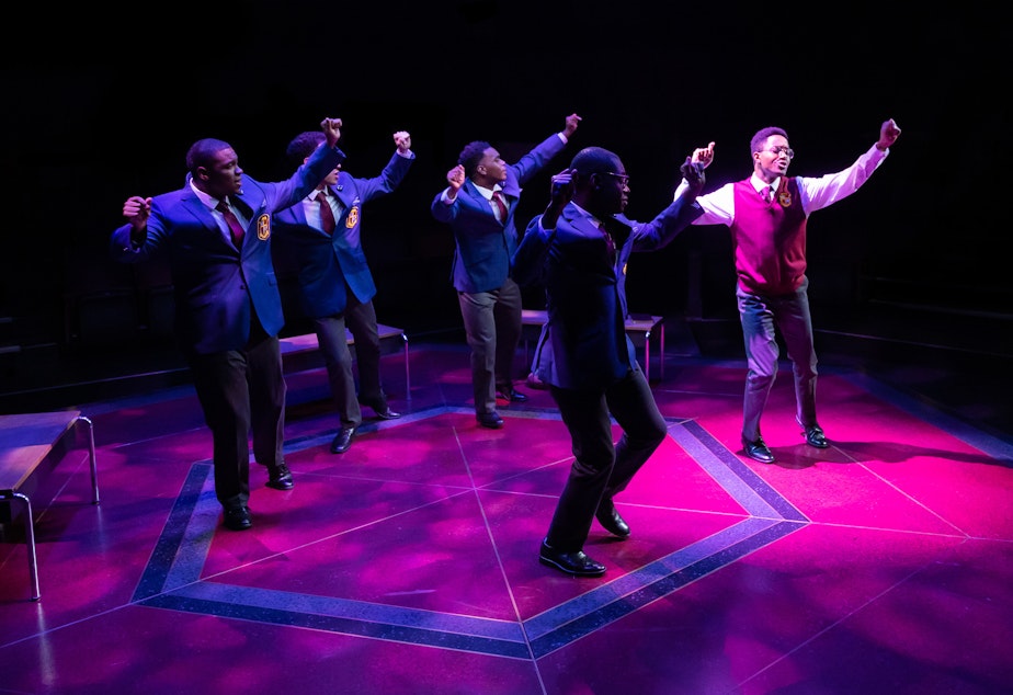 caption: The cast of "Choir Boy" sing acapella in their performance at ACT Theater in Seattle.