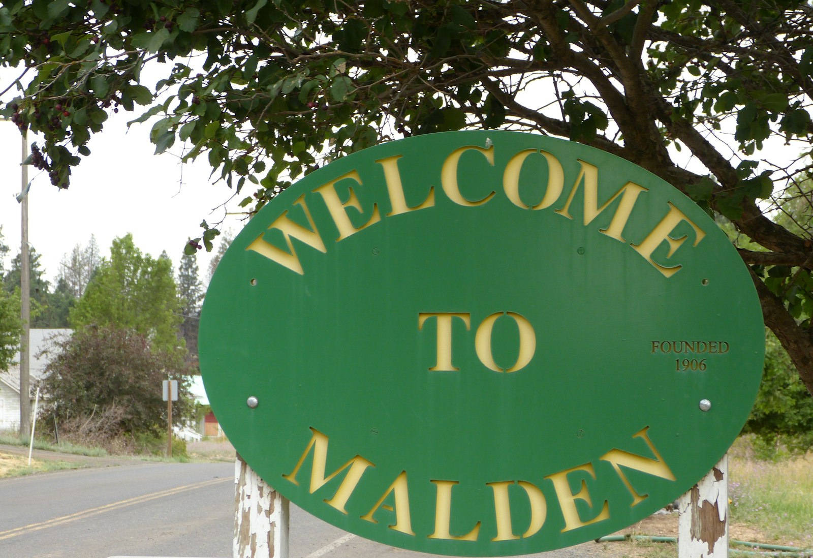 A welcome sign to Malden, WA. Founded in 1906.