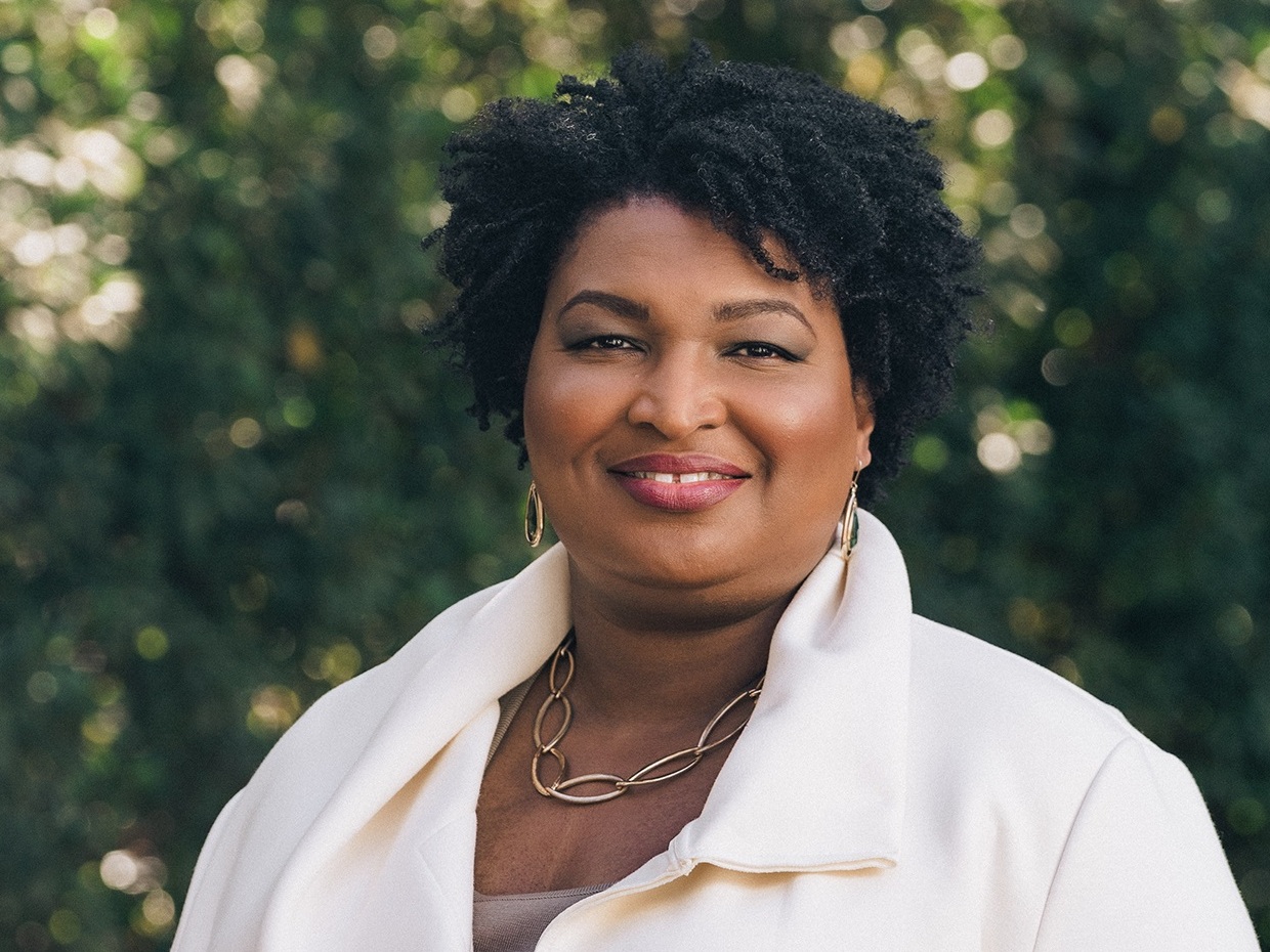 caption: Stacey Abrams says her focus is on ensuring free and fair elections in 2026.