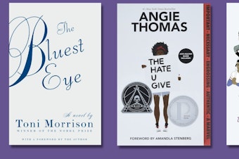caption: <em>The Bluest Eye, The Hate U Give</em> and <em>Queer, There and Everywhere</em> are among the books that have faced bans around the country.