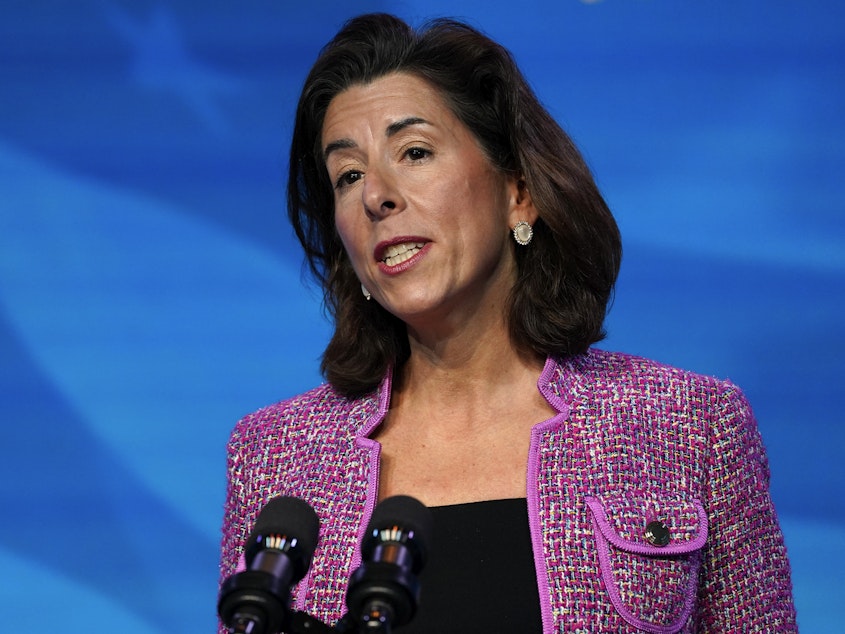 caption: Rhode Island Gov. Gina Raimondo has been confirmed as the next secretary of the U.S. Department of Commerce, which oversees the Census Bureau.