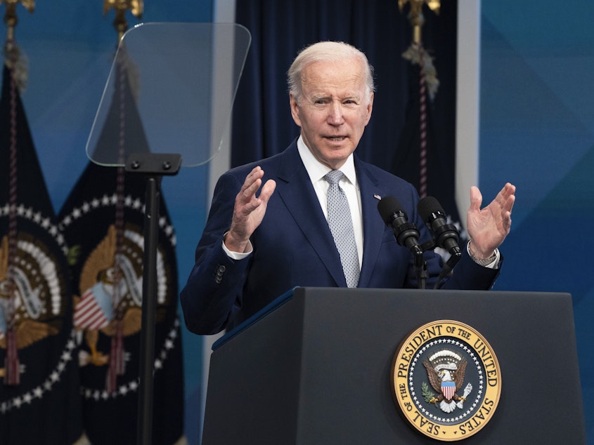caption: President Biden laid out his plan to tamp down on inflation and rising costs in a speech at the White House Tuesday.