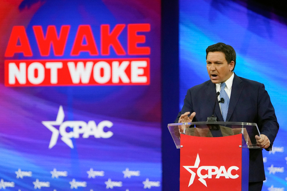 caption: Florida Gov. Ron DeSantis speaks at the Conservative Political Action Conference (CPAC) Feb. 24, 2022, in Orlando, Fla. 