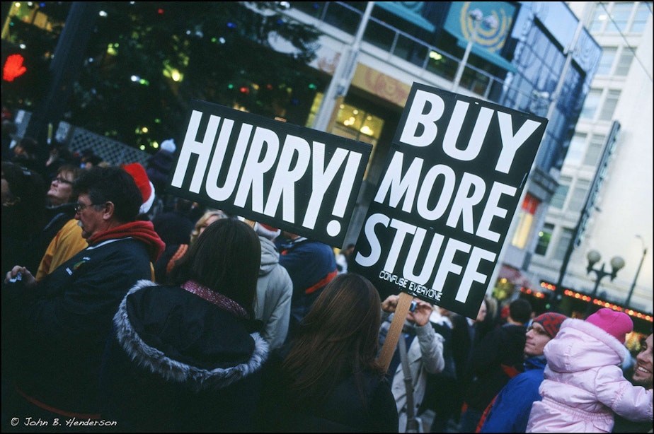 caption: Black Friday in downtown Seattle at Westlake in 2010.