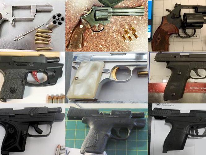 caption: The Transportation Security Administration said the 4,432 guns seized at checkpoints in 2019 were the most in the agency's 18-year history.
