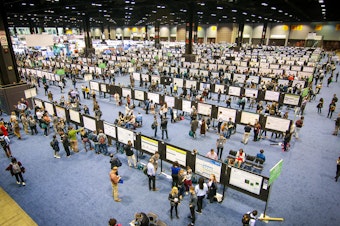 caption: At Chicago's McCormick Place, neuroscientists from around the world presented their work to colleagues. But some researchers were denied entry because of the Trump administration's travel ban.