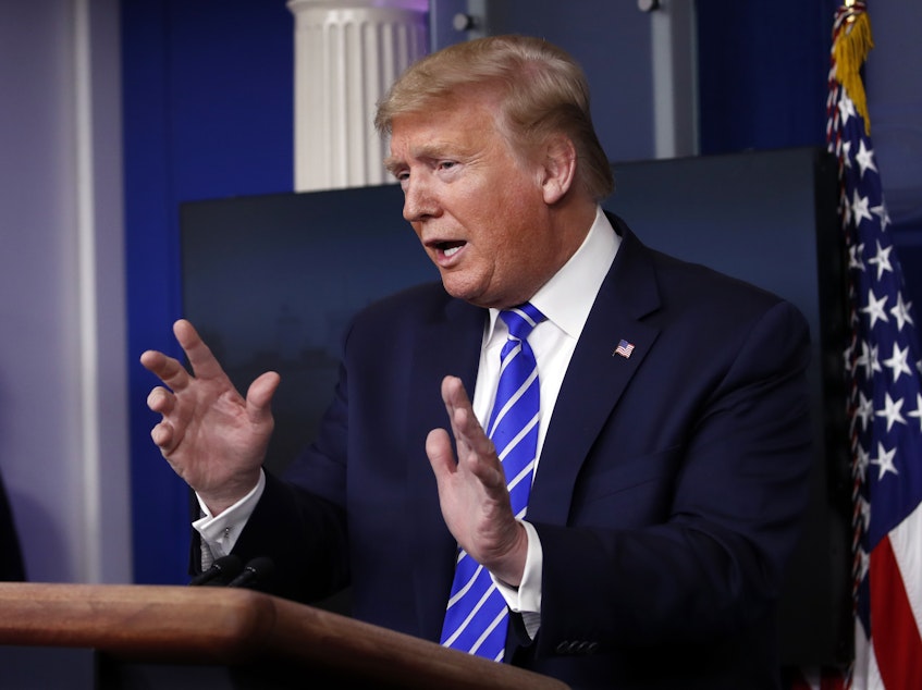 caption: President Trump on Thursday speculated about using disinfectants as possible treatments for coronavirus. Poison control centers have seen an uptick in calls about cleaner and disinfectant exposures through March of this year.