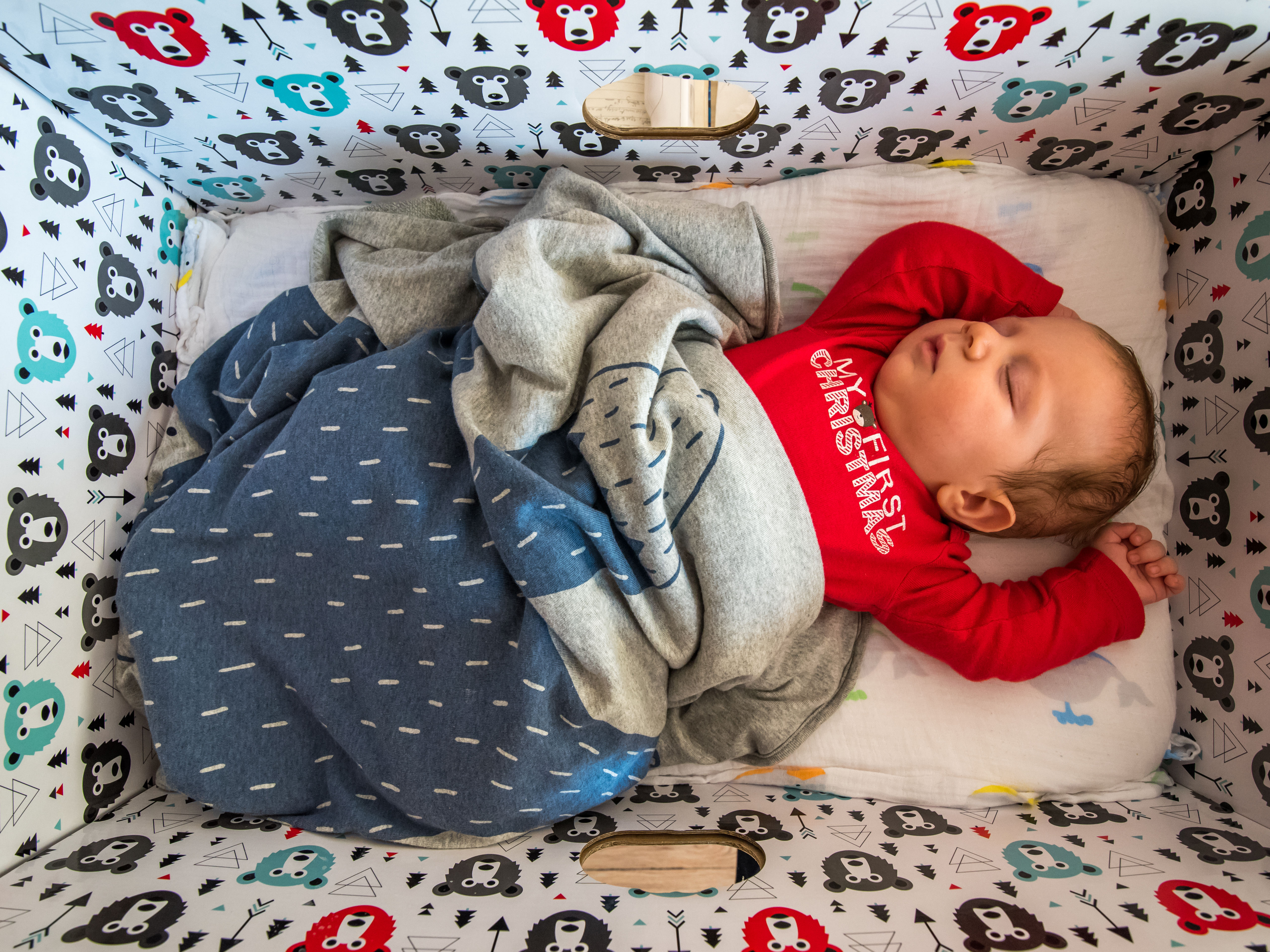 caption: The moms of newborn Finnish babies are given government-issued baby boxes—stocked with clothes, bedding and toys — and also doubling as a makeshift crib. The group Finnwatch wanted to know who manufactured the goods.