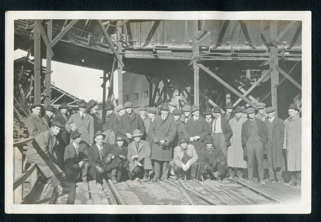 caption: This photo is believed to be of a group of students from the school of mines at the University of Washington, circa 1917.