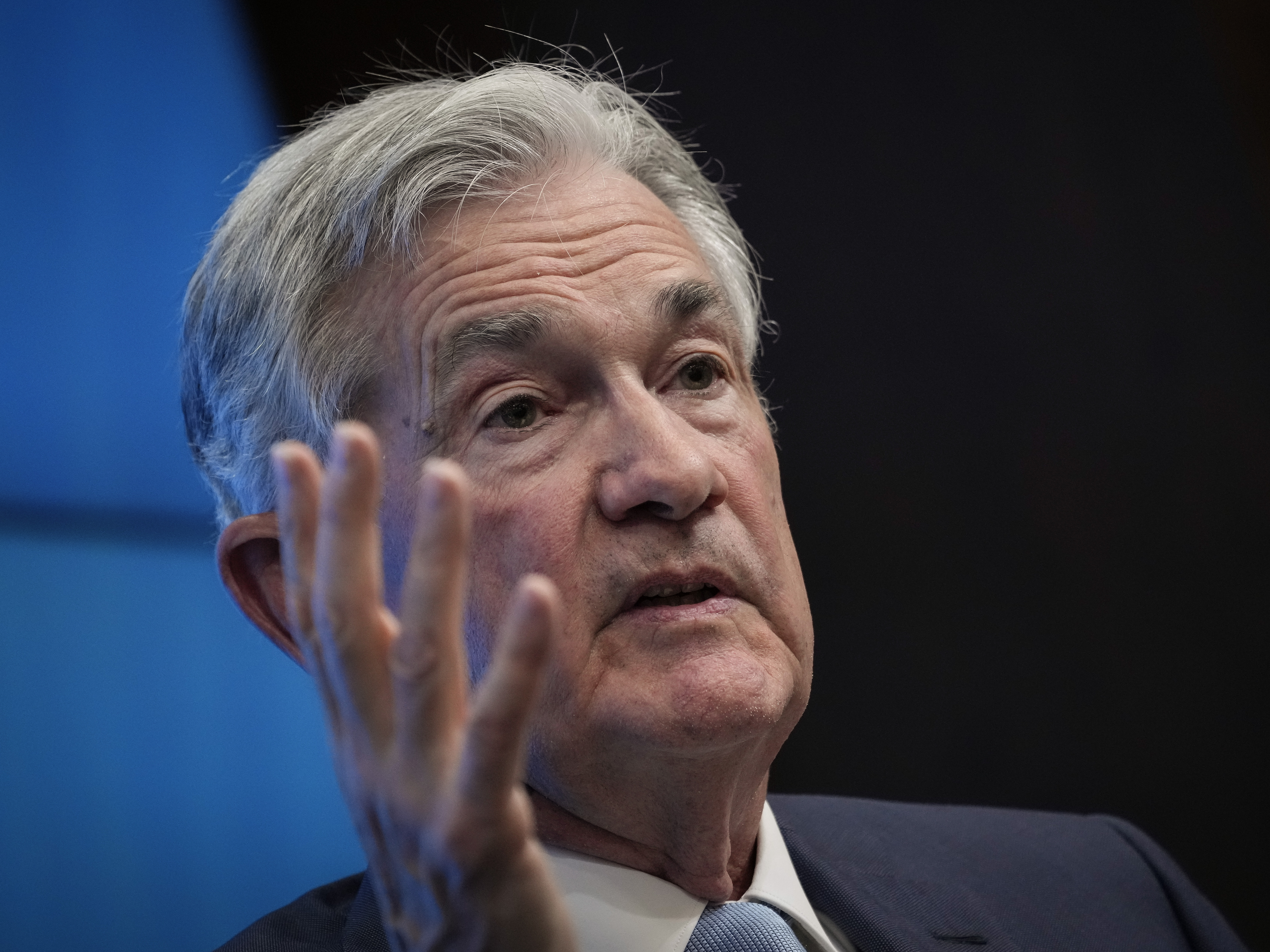 caption: Chair of the U.S. Federal Reserve Jerome Powell speaks at the Brookings Institution, November 30, 2022 in Washington, DC.