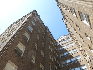 caption: Apartment buildings in the University District, Seattle.