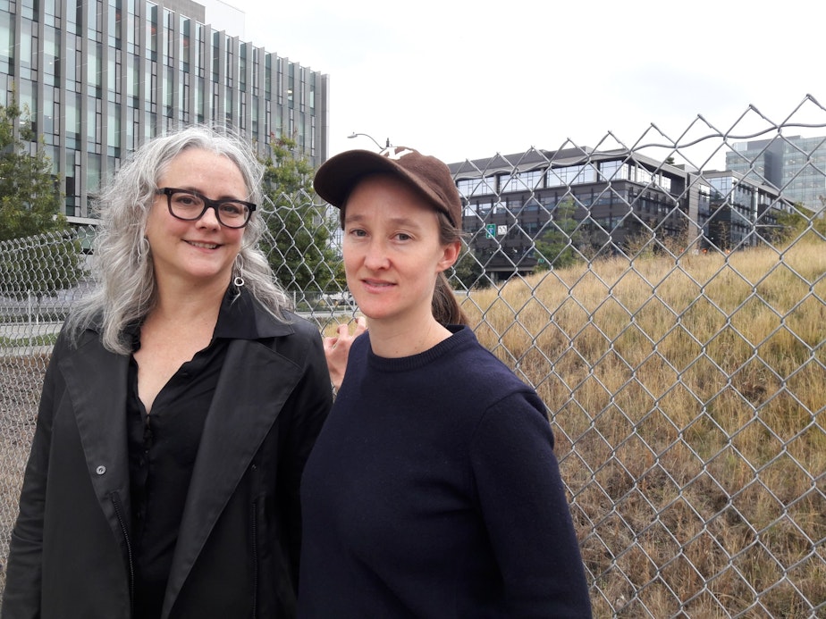 caption: Former mayoral candidate Cary Moon and Transit Rider Union's Katie Wilson are among the advocates who want this vacant land for affordable housing.