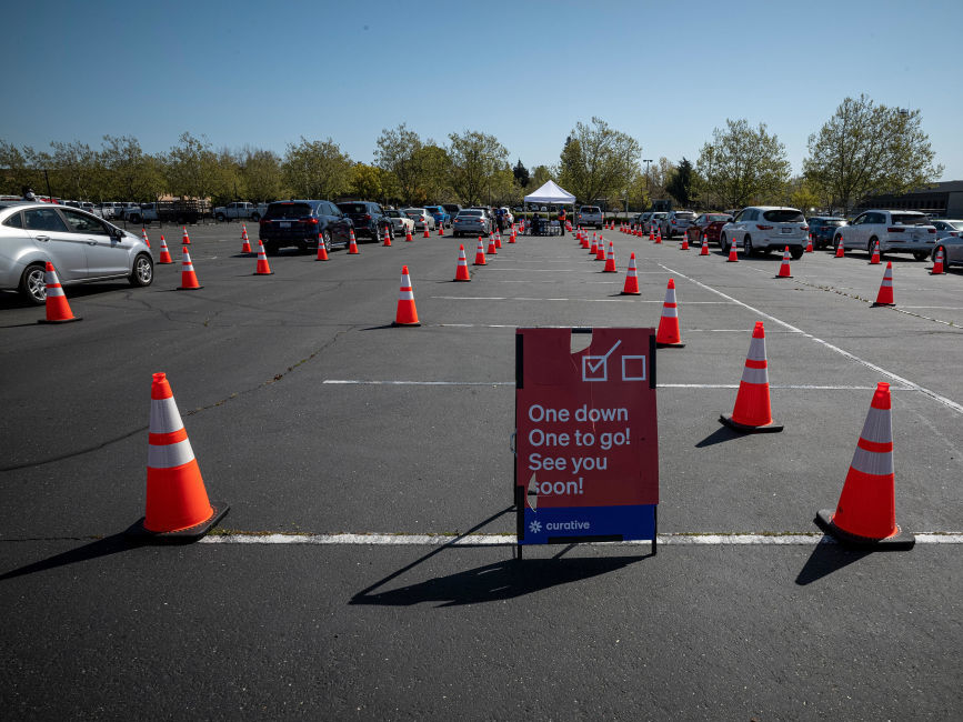caption: Around a third of the U.S. population has been fully vaccinated against COVID-19 after several months of a concerted push to immunize the country.