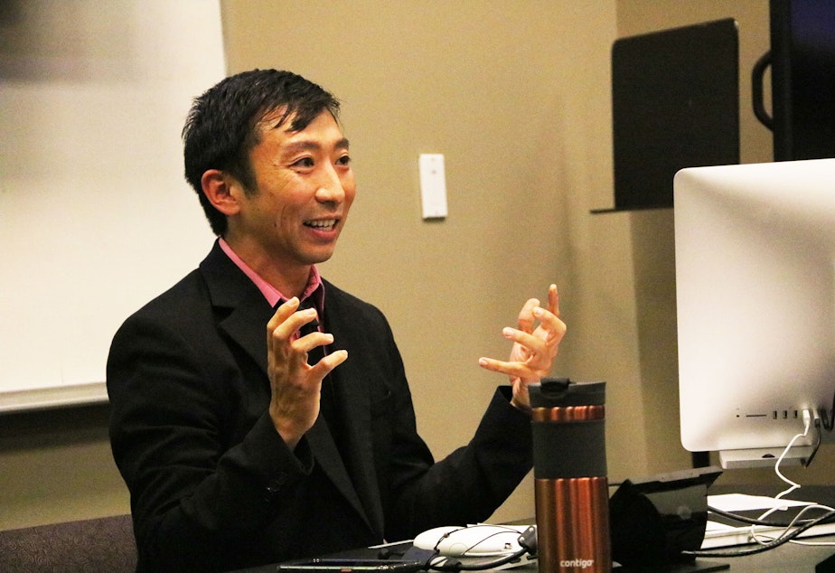 caption: Douglas S. Ishii, assistant professor in the Department of
English at the University of Washington. Prof. Ishii specializes in Asian American literature and
culture.
