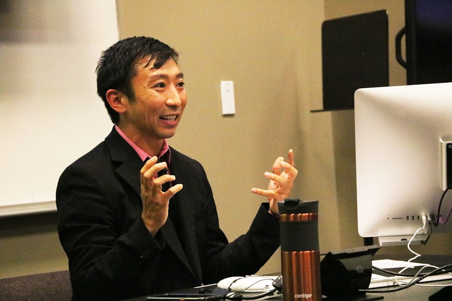 caption: Douglas S. Ishii, assistant professor in the Department of
English at the University of Washington. Prof. Ishii specializes in Asian American literature and
culture.