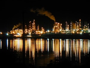 caption: The Tesoro, now Marathon Petroleum, oil refinery in Anacortes, Washington, in 2014.