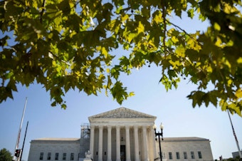 caption: A view of the U.S. Supreme Court Monday in Washington, D.C., the first day of its new term.