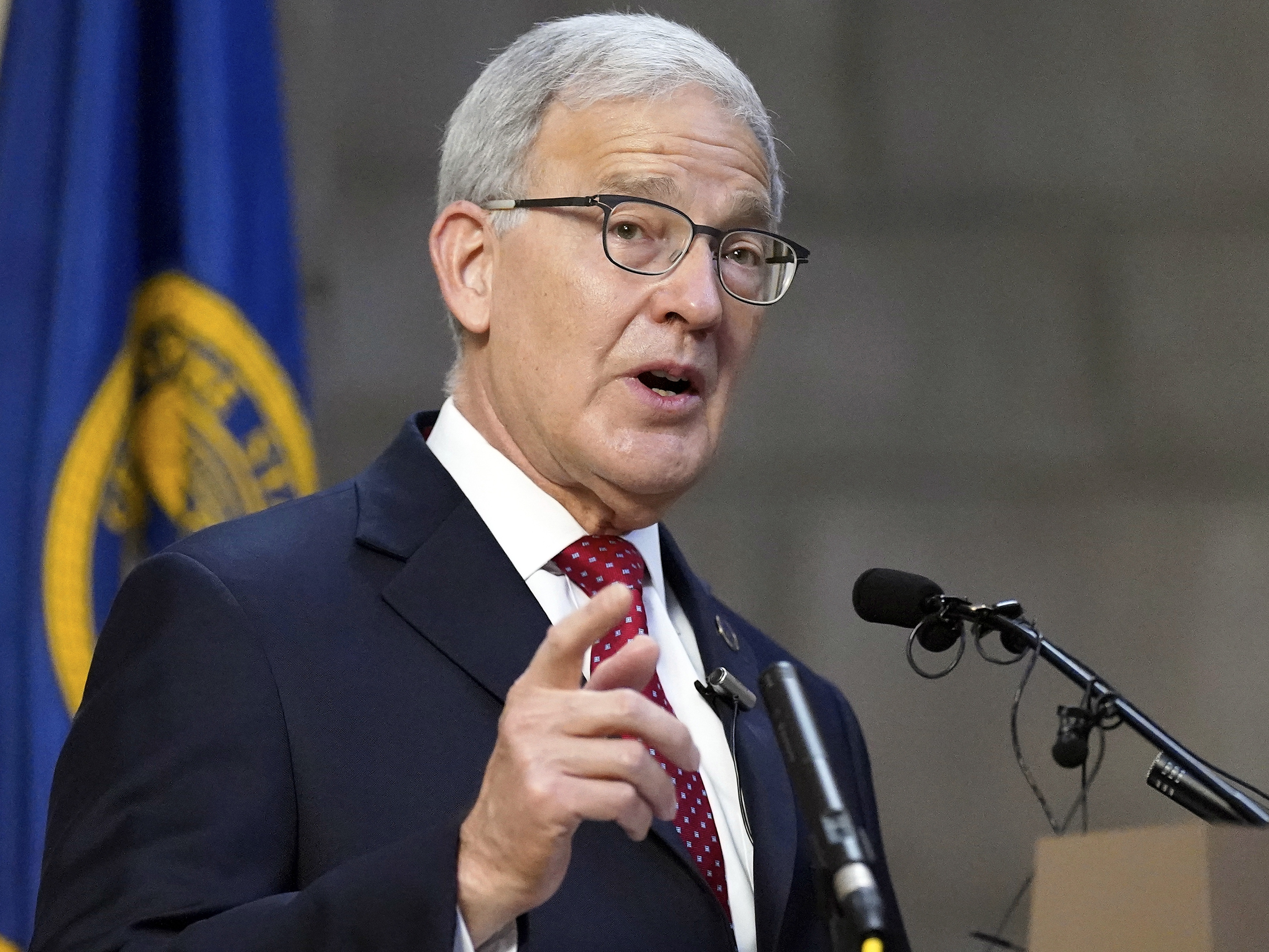 caption: Nebraska Secretary of State Bob Evnen holds a news conference in Lincoln, Neb., on Nov. 4, 2020. The Nebraska Supreme Court on Wednesday issued a ruling that countered the Republican Evnen's directive on voting rights for formerly incarcerated felons.
