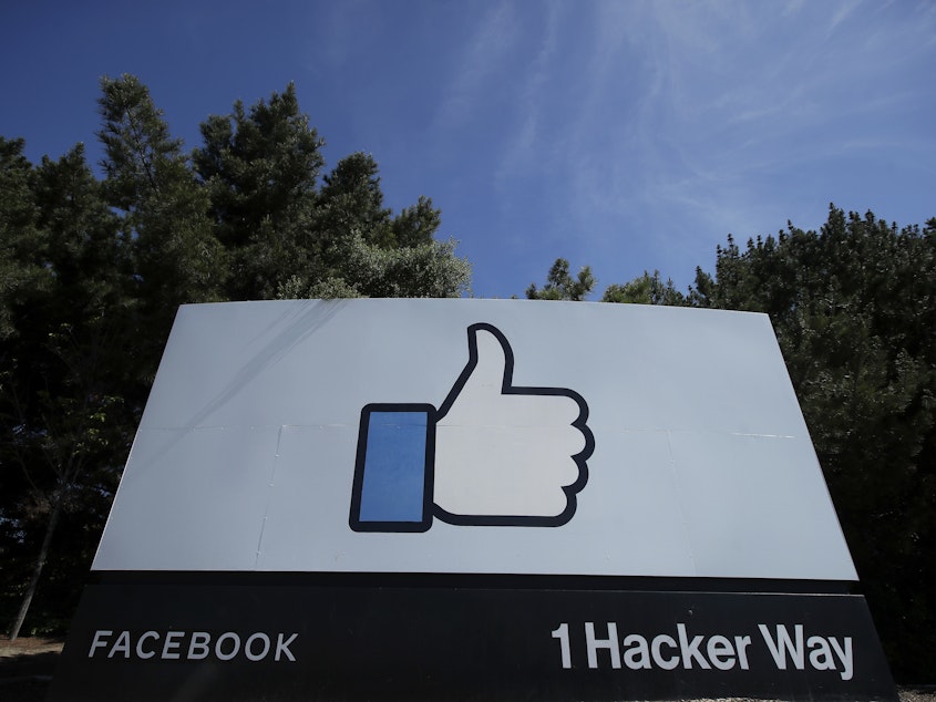 caption: Facebook's head office at 1 Hacker Way in Menlo Park, CA.