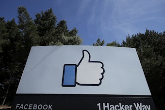 caption: Facebook's head office at 1 Hacker Way in Menlo Park, CA.