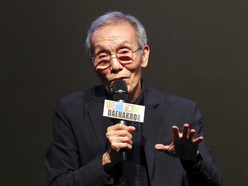 caption: South Korean actor Oh Young-soo speaks Sept. 21 during a press conference at the Welcome Daehakro Festival 2022 in Seoul, South Korea.