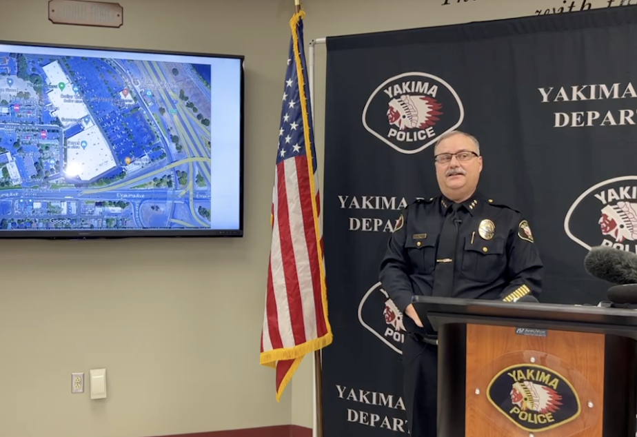 caption: Yakima Chief of Police, Matthew Murray, called the mass shooting “troubling” since the suspect appeared to have no motive and began firing while walking through the gas station doors, so the victims had no chance to defend themselves.