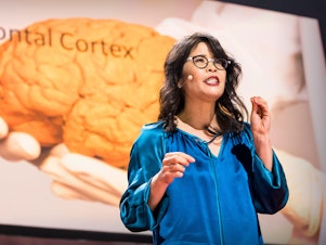 caption: Wendy Suzuki speaking at TEDWomen 2017