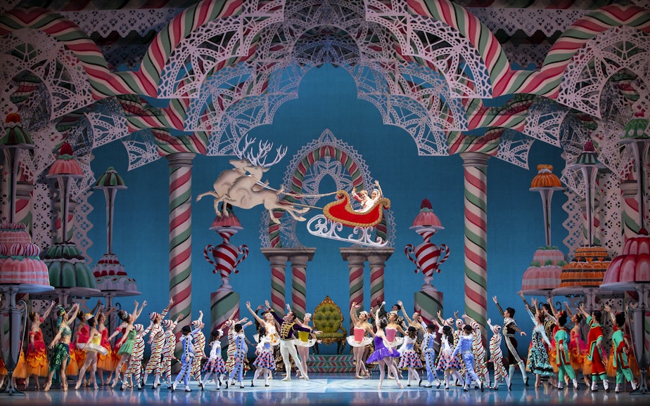 caption: Pacific Northwest Ballet company members in George Balanchine's "The Nutcracker"