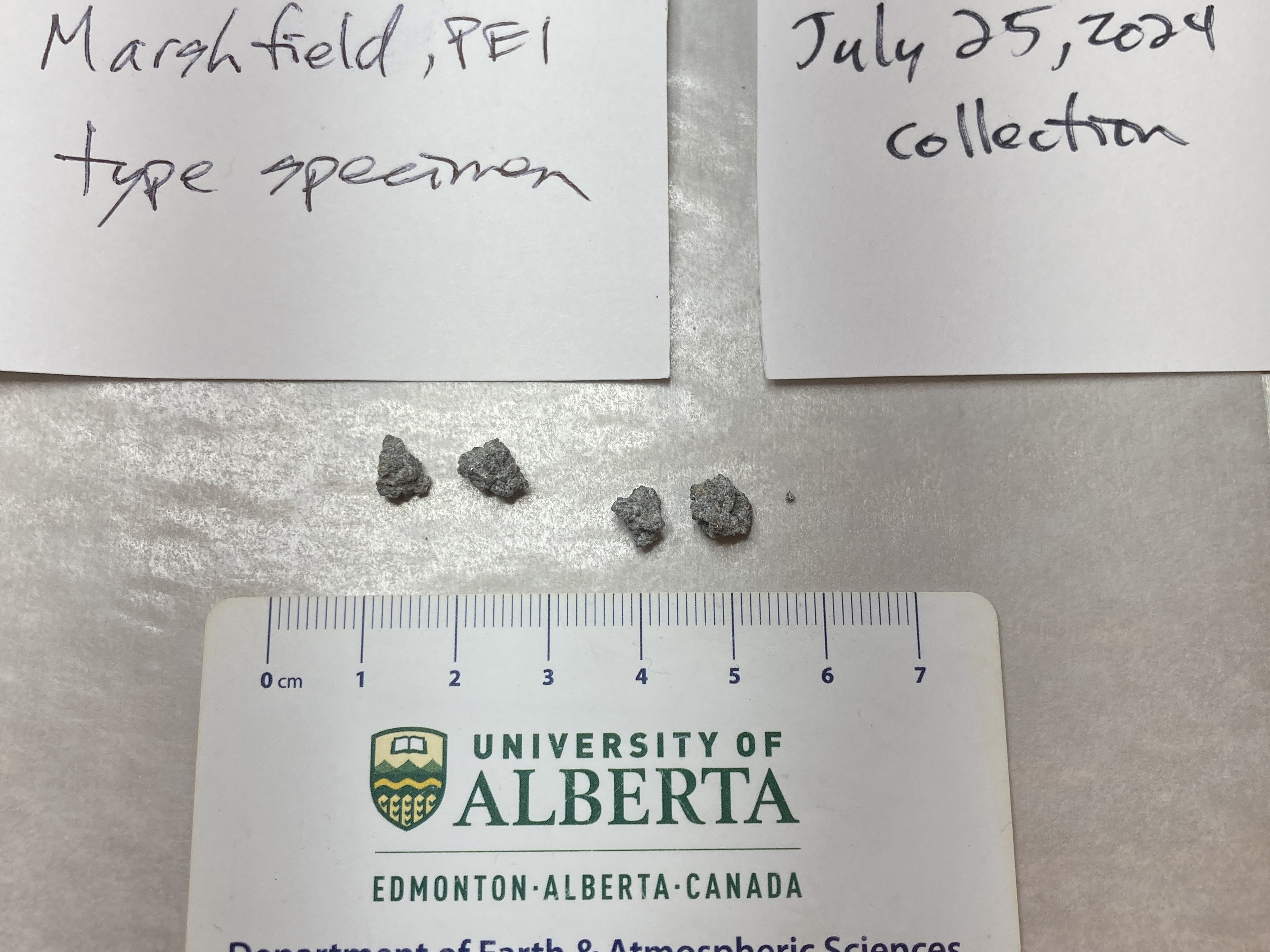 caption: Fragments of a meteorite that hit a home on Prince Edward Island, Canada, in July 2024.