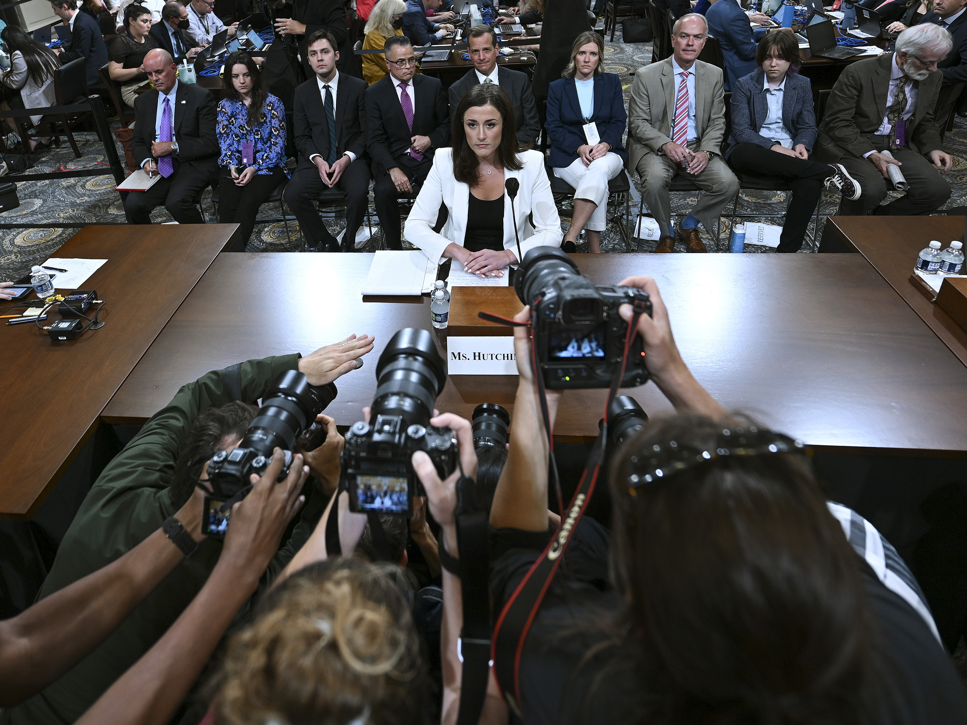 caption: Cassidy Hutchinson, a former aide to Trump White House Chief of Staff Mark Meadows, testified during the sixth hearing by the House committee investigating the Jan. 6 attack.