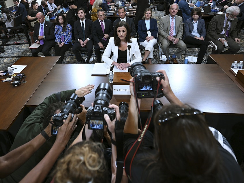 caption: Cassidy Hutchinson, a former aide to Trump White House Chief of Staff Mark Meadows, testified during the sixth hearing by the House committee investigating the Jan. 6 attack.