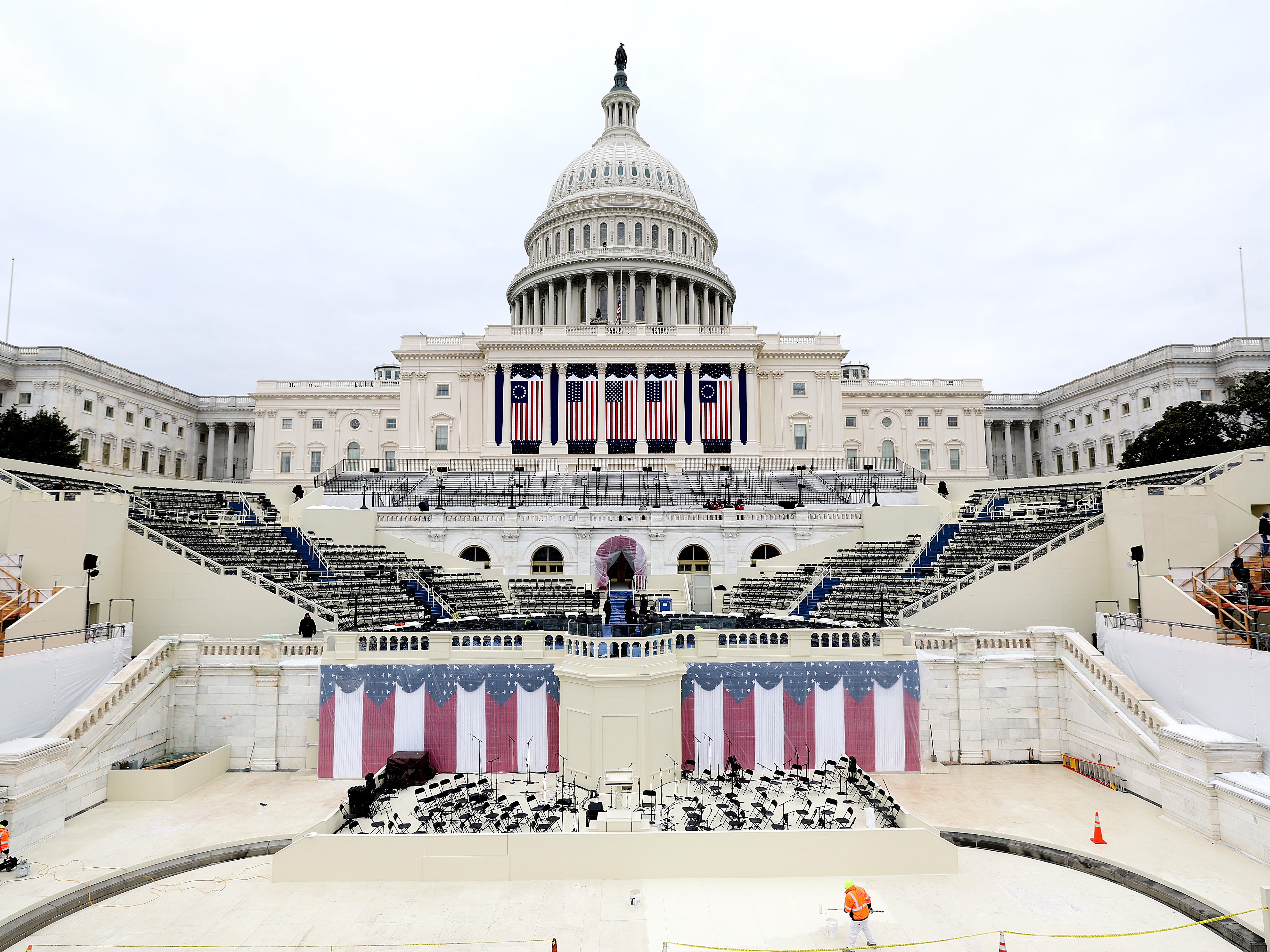 caption: Inauguration preparations have shifted at the U.S. Capitol following the announcement that the ceremony will be moved indoors.